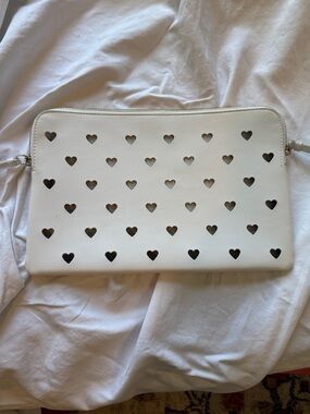 Mark & Graham White Heart Cutout Leather Clutch